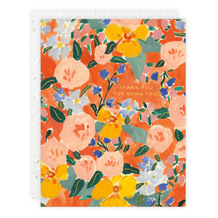 Red Orange Floral Thank You