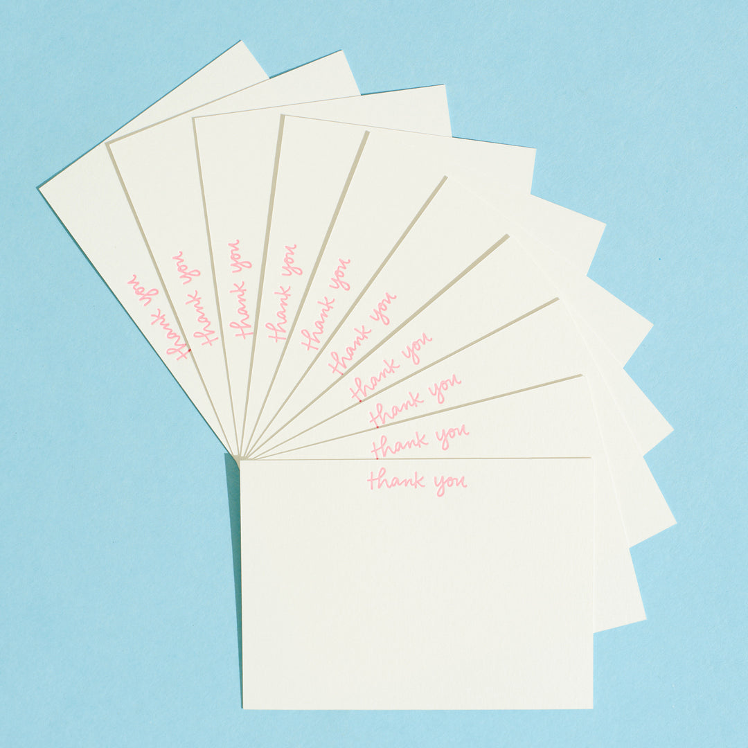 Handwritten Thank You Pink Flat Note Box Set