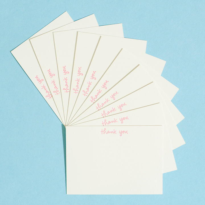 Handwritten Thank You Pink Flat Note Box Set