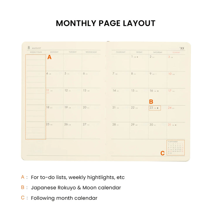 2027 A6 Block Poche Planner - Pink