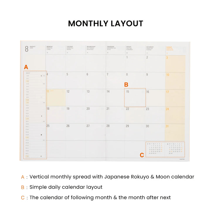 2027 Diary B6 Monthly Planner - Papillon: Grey