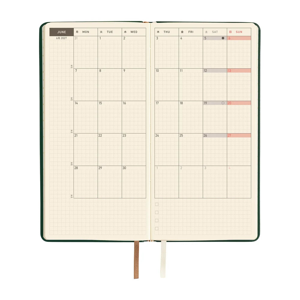 2027 Hobonichi Techo Weeks - Leather: Forest Green