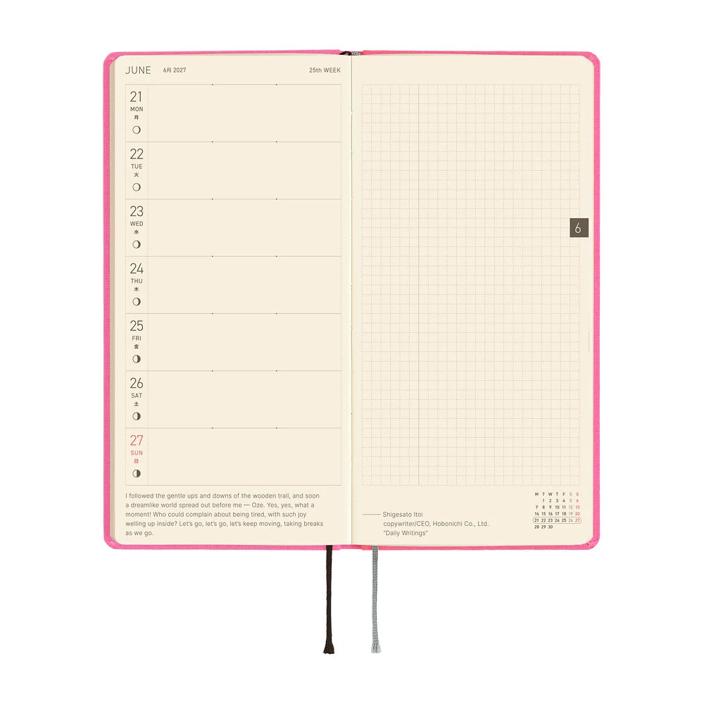 2027 Hobonichi Techo Weeks - Colors: Pink Sapphire