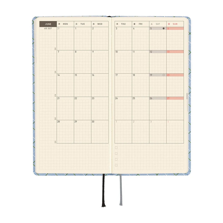 2027 Hobonichi Techo Weeks - Shirt Fabric: Graph Plaid
