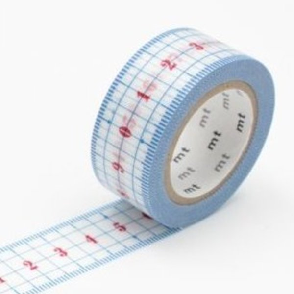 20mm Ruler Blue & White Paper Tape